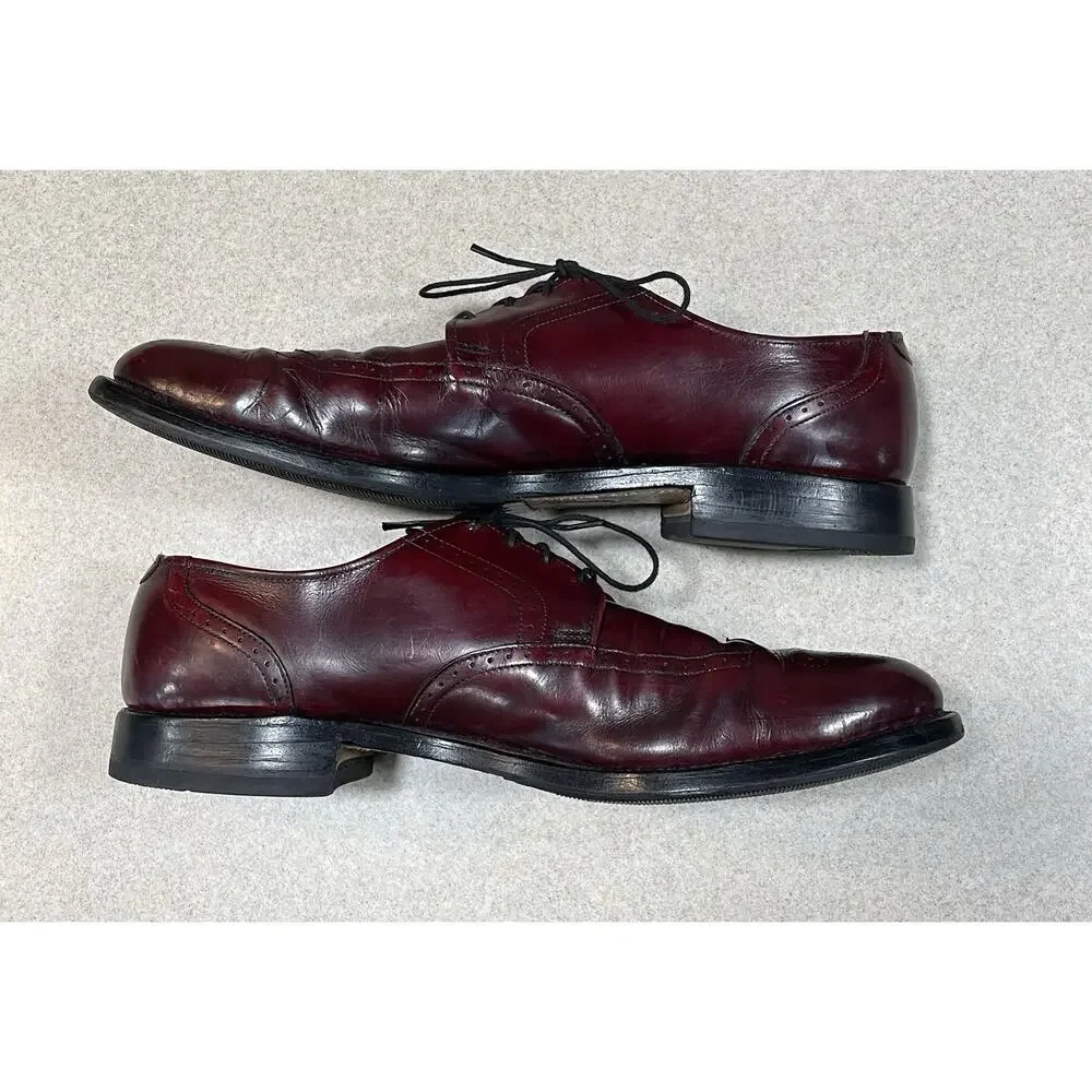 Allen Edmonds Kingswood Burgundy Wingtip Oxford Dress Shoes Men 10.5 B- Preppy